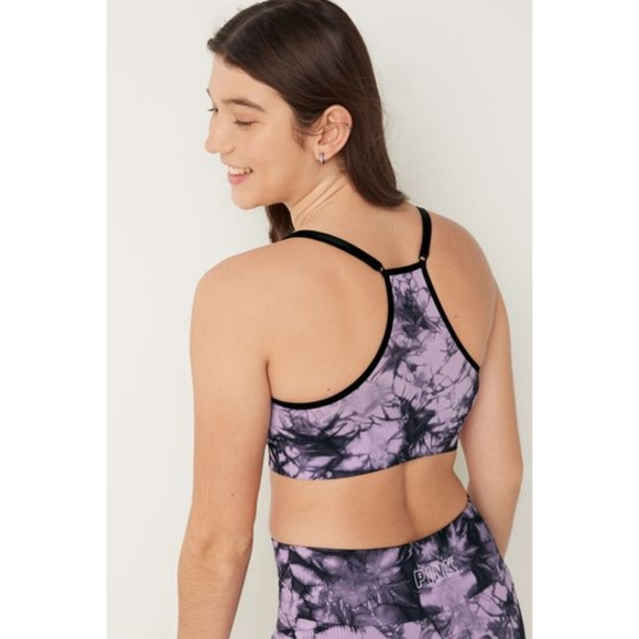 PINK Victoria's Secret Sports Bra, Lightly Lined, Women's XS, Purple Tie Dye - Picture 2 of 7